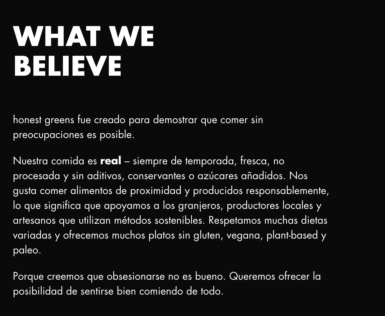 valores honest greens